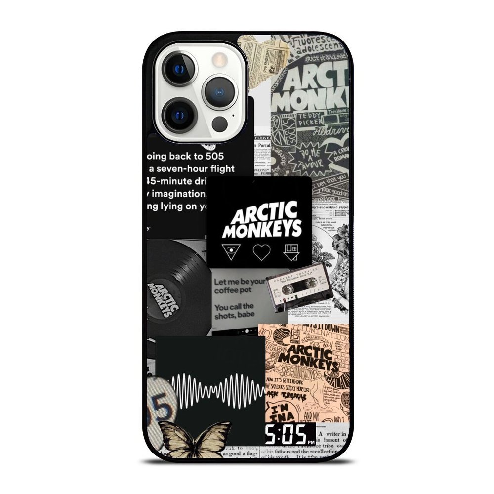Arctic Monkeys Black Doodle and Lyrics Collage iPhone Case